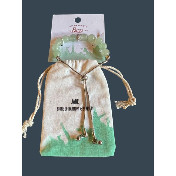 GH Bass Co Jade Beaded Bolo Lariat Bracelet Harmony Serenity - Picture 8 of 13